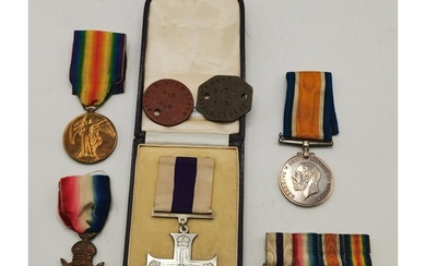 A First World War MC group of four medals to Lieutenant Edwi...