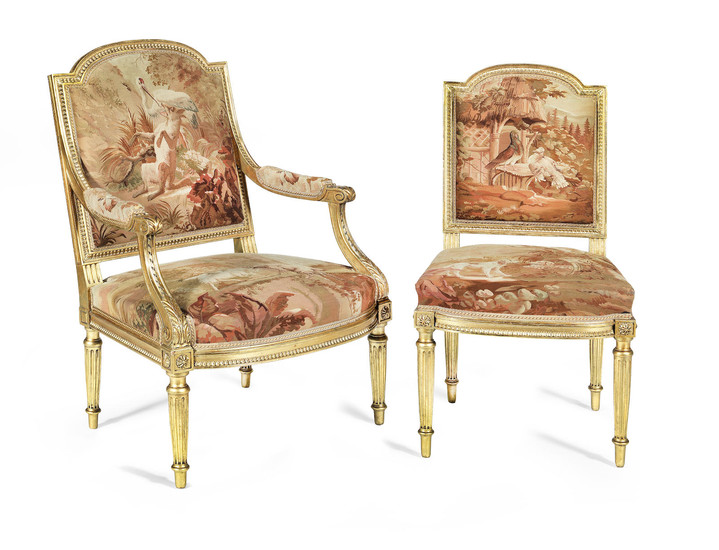 A French late 19th century carved giltwood salon suite