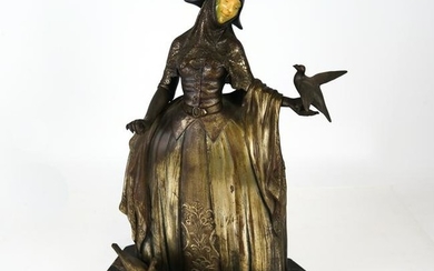 A. GODARD: Woman with Birds - Bronze