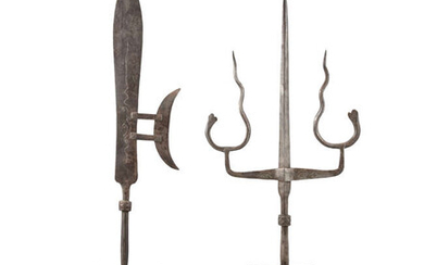 A GROUP OF TWO (2) CHINESE HALBERD BLADE,...