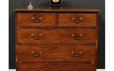 A George III mahogany chest, rectangular top with moulded ed...