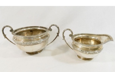 A George V silver two-handled sugar bowl and matching jug, L...