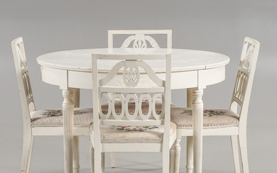 A Gustavian-style dining group, mid 20th century.