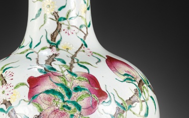 A LARGE FAMILLE ROSE 'NINE PEACH' VASE, TIANQIUPING, GUANGXU MARK AND PERIOD