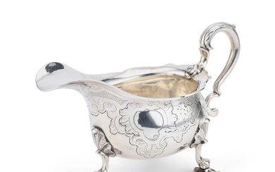 A LARGE GEORGE II SILVER SAUCEBOAT