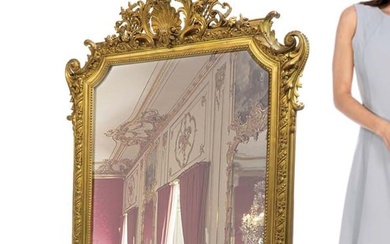 A Large 19th C. French Carved Wooden Mirror