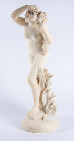A Large Art Nouveau Carved Sculpture, The Nymph