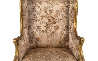 A Louis XV Style Giltwood Bergere aOreilles