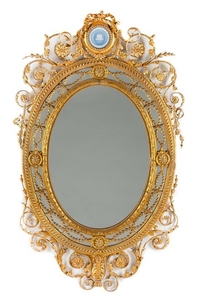 A Louis XVI Style Giltwood Mirror Height 59 x width 36