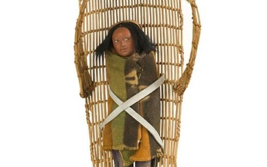 A Native American doll cradle with Sokokum doll