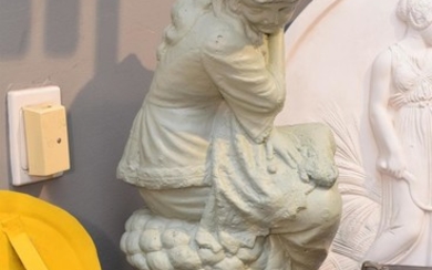 A PAINTED FIGURAL GARDEN STATUE