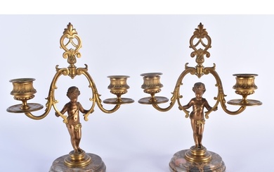A PAIR OF 19TH CENTURY FRENCH BRONZE FIGURAL CANDLESTICKS fo...