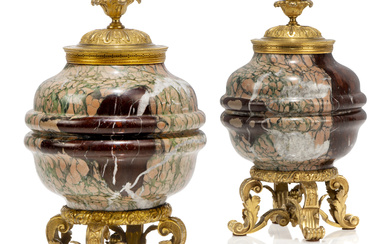 A PAIR OF FRENCH ORMOLU-MOUNTED BRULE PARFUMS LATE 19TH/20TH CENTURY