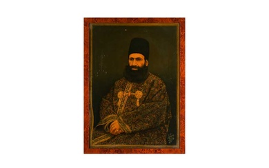 A PORTRAIT OF AN OFFICIAL QAJAR DIGNITARY Late Qajar Iran, ca. 1890 - 1910, signed Samirumi