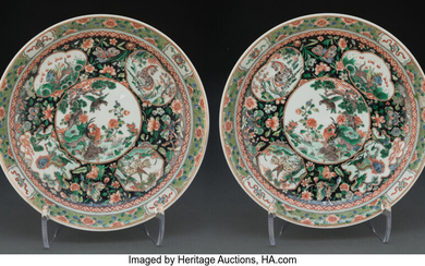 A Pair of Chinese Famille Verte Chargers