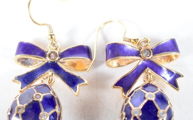 A Pair of Continental Silver Gilt and Enamel Earrings. 4.8 ...