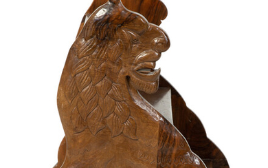 A Pair of English Carved Mahogany Lion-Form Library Steps