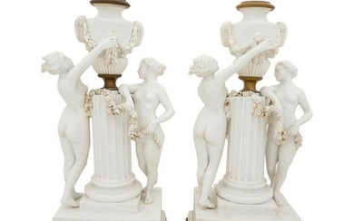 A Pair of English Parianware Figural Ornaments