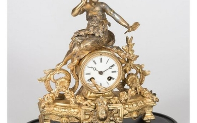 A Phillipe H. Mourey Gilt Metal Mantle Clock