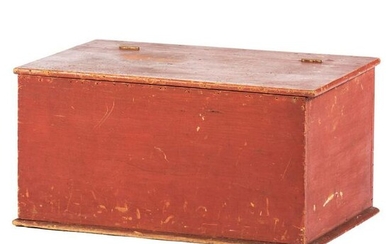 A Red-Painted Pine Document Box