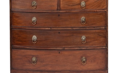 A Regency mahogany bowfront chest of drawers, circa 1815; th...