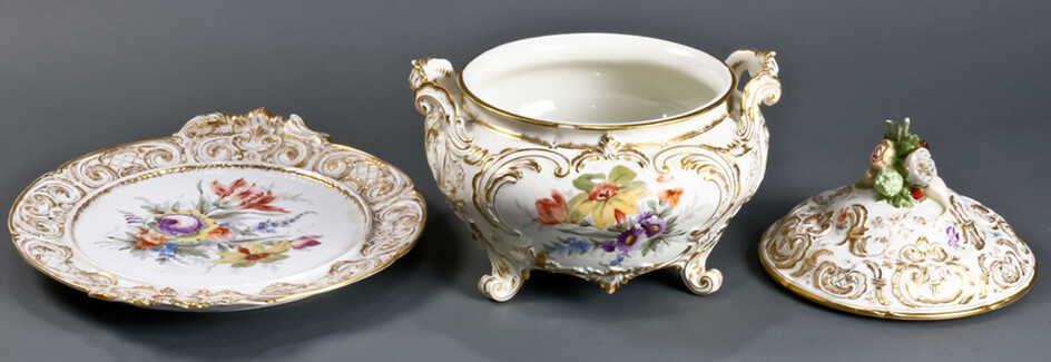 A Royal Berlin porcelain covered tureen and undertray