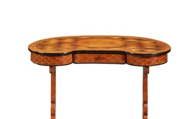 A Russian Neoclassical Tulipwood, Mahogany, Satinwood, Ebonised and Fruitwood Marquetry and Parquetry Table, Circa 1780