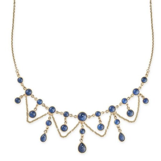 A SAPPHIRE FRINGE NECKLACE in 14ct yellow gold