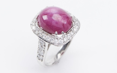 A STAR RUBY AND DIAMOND RING