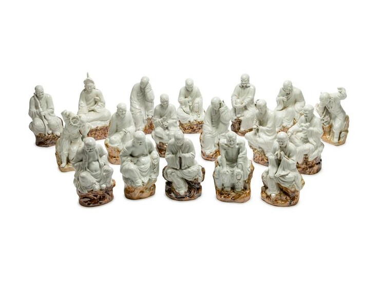 A Set of Eighteen Chinese Porcelain Figures of Lohans