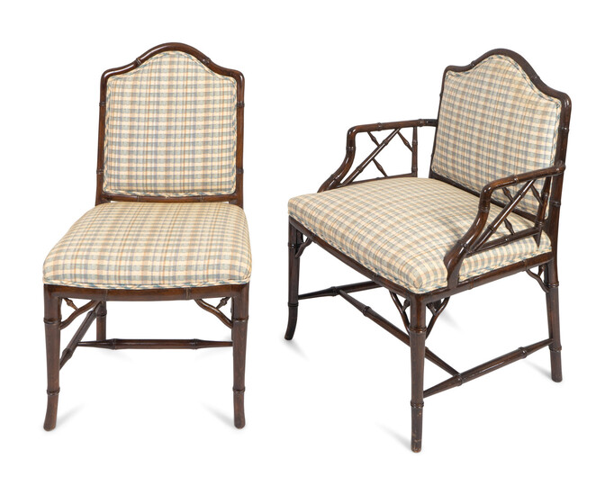 A Set of Ten Brighton Pavilion Style Faux Bamboo Dining Chairs