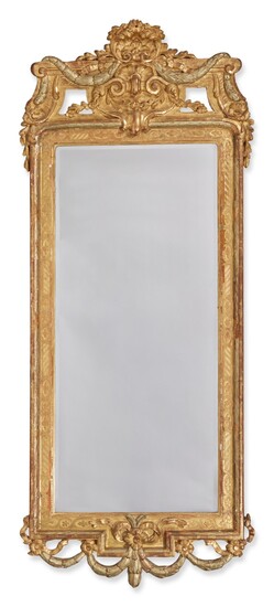 A Swedish Neoclassical Carved Giltwood Pier Mirror, Late 18th Century, with two tone gilding