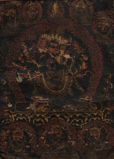 A THANGKA DEPICTING MAHAKALA Tibet, 17th Century