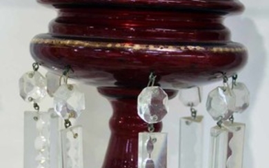 A VICTORIAN RUBY GLASS LUSTRE