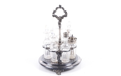 A Victorian silver-plated seven bottle cruet stand by Elkington & Co.