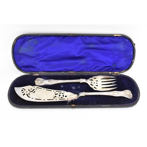 A cased set of Victorian silver fish servers by Thomas Smily...