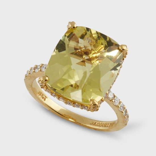 A citrine, diamond, and eighteen karat gold ring