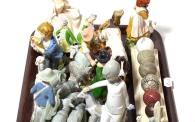 A collection of ceramic models and figures to include Royal...