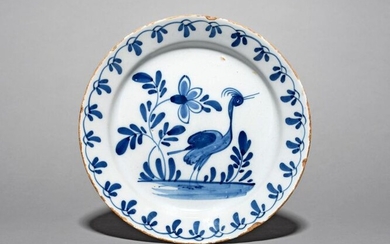 A delftware plate mid 18th century, probably Bristol,...