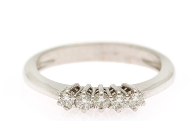 A diamond ring set with five brilliant-cut diamonds totalling app. 0.27 ct., mounted in 18k white gold. Size 56.