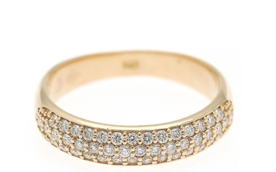 A diamond ring set with numerous brilliant-cut diamonds, totalling app. 0.50 ct, mounted in 14k gold. Size 55.