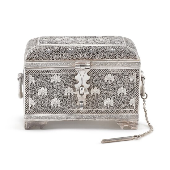 A fine Indian silver perfume casket, unmarked, Kashmir, probably 19th century