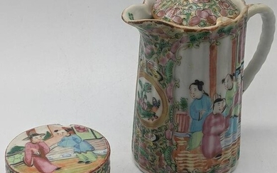 A late 19th century Chinese famille rose porcelain jug