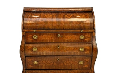 A late 19th century Dutch mahogany and fruitwood marquetry b...