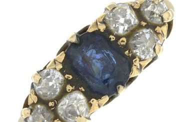 A late Victorian 18ct gold sapphire and old-cut diamond dress ring.