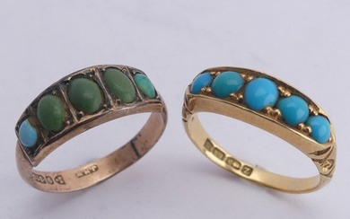 A late Victorian graduated five stone turquoise Ring, all mo...