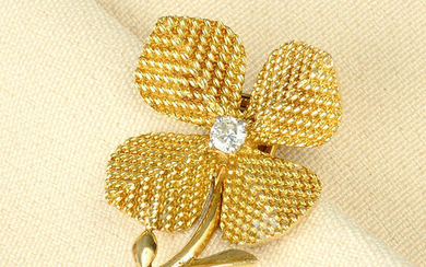 A mid 20th century 18ct gold diamond flower brooch, by Pierre Sterlé.