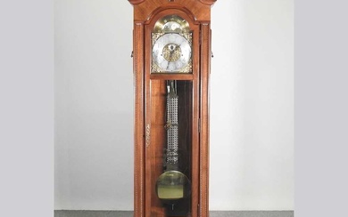 A modern teak cased longcase clock, the brass dial signed...