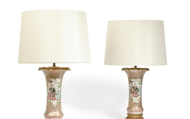 A pair Chinese porcelain vases now as lamps