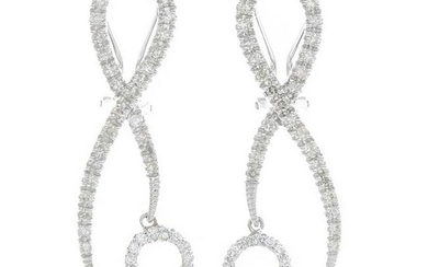 A pair of 18ct gold pave-set diamond earrings.Estimated